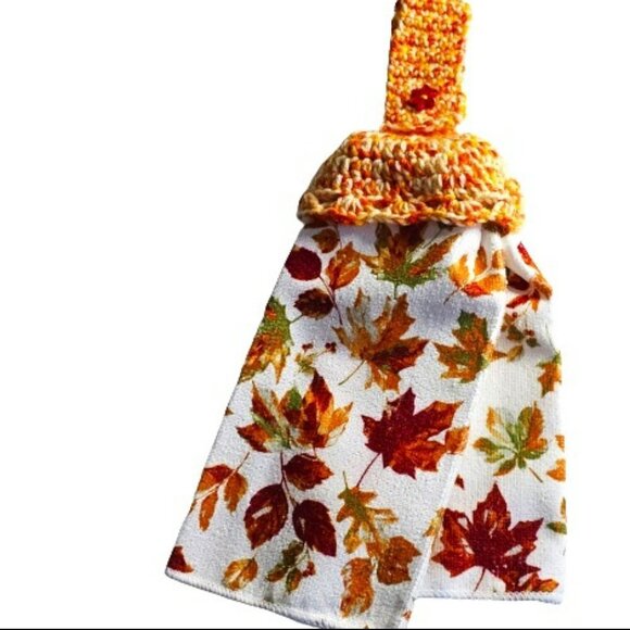 Hand Crafted Crochet Topper with Fall Towel - Picture 1 of 4
